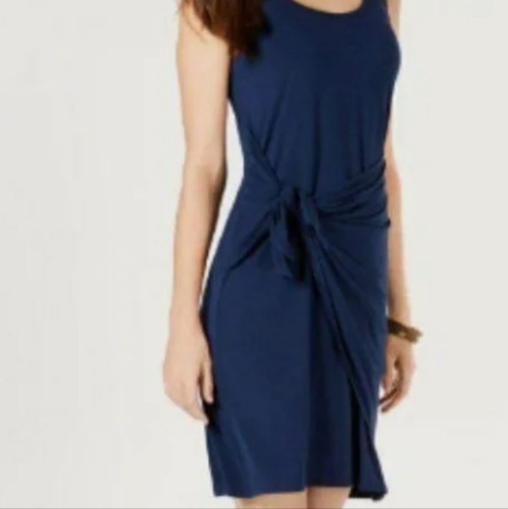 Style & Company women's sleeveless wrap midi dress Medium Navy blue